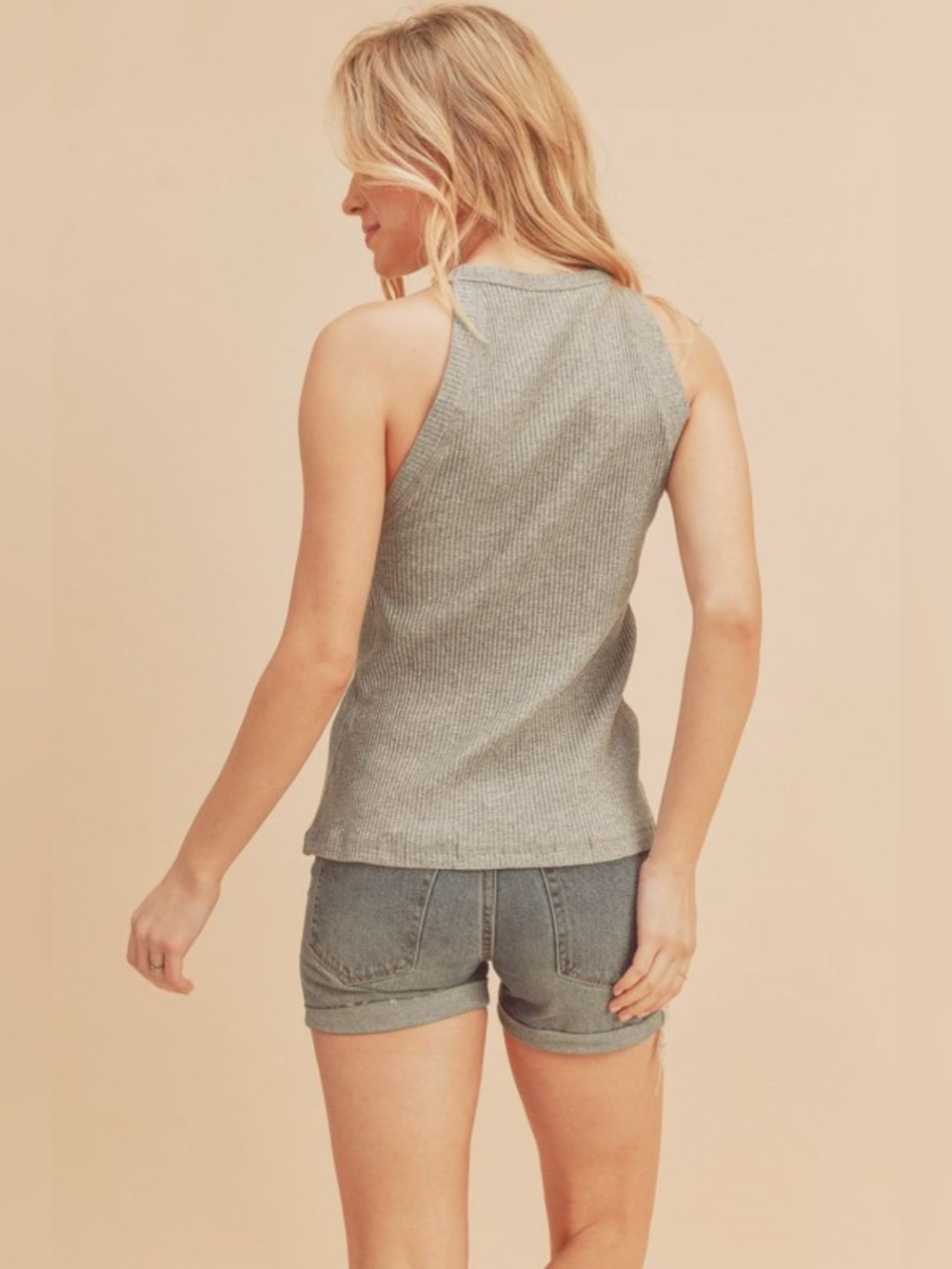 Aemi + Co Ribbed Round Neck Tank - Picture 2 of 3